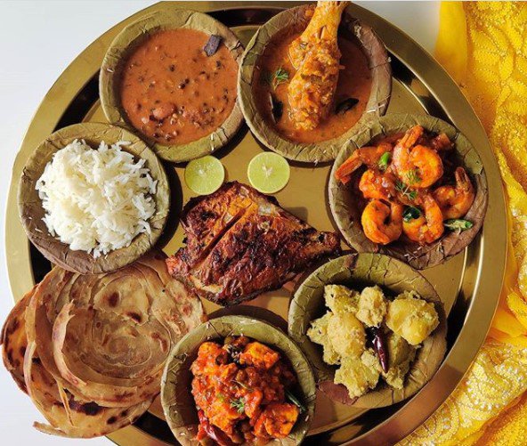 A thali of different food