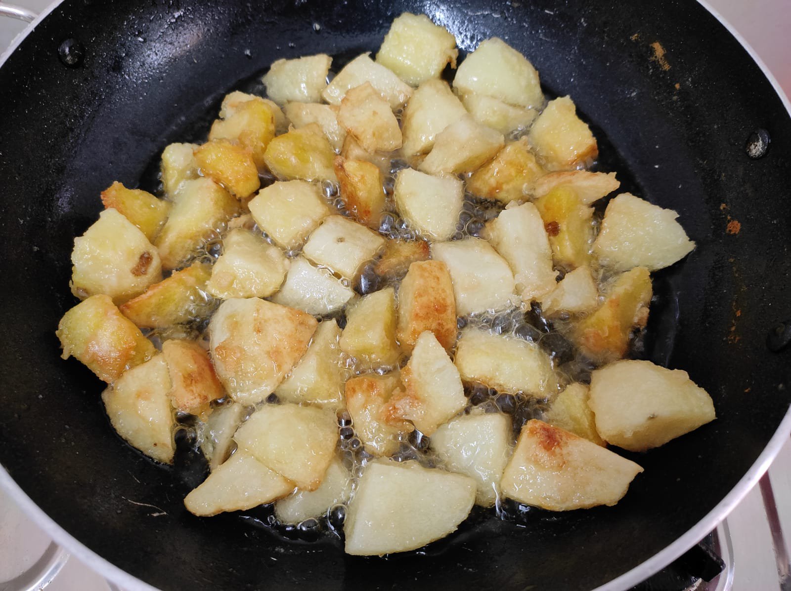 frying potatoes